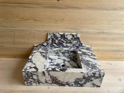 Calacatta Viola wall-mounted floating marble sink – view 4