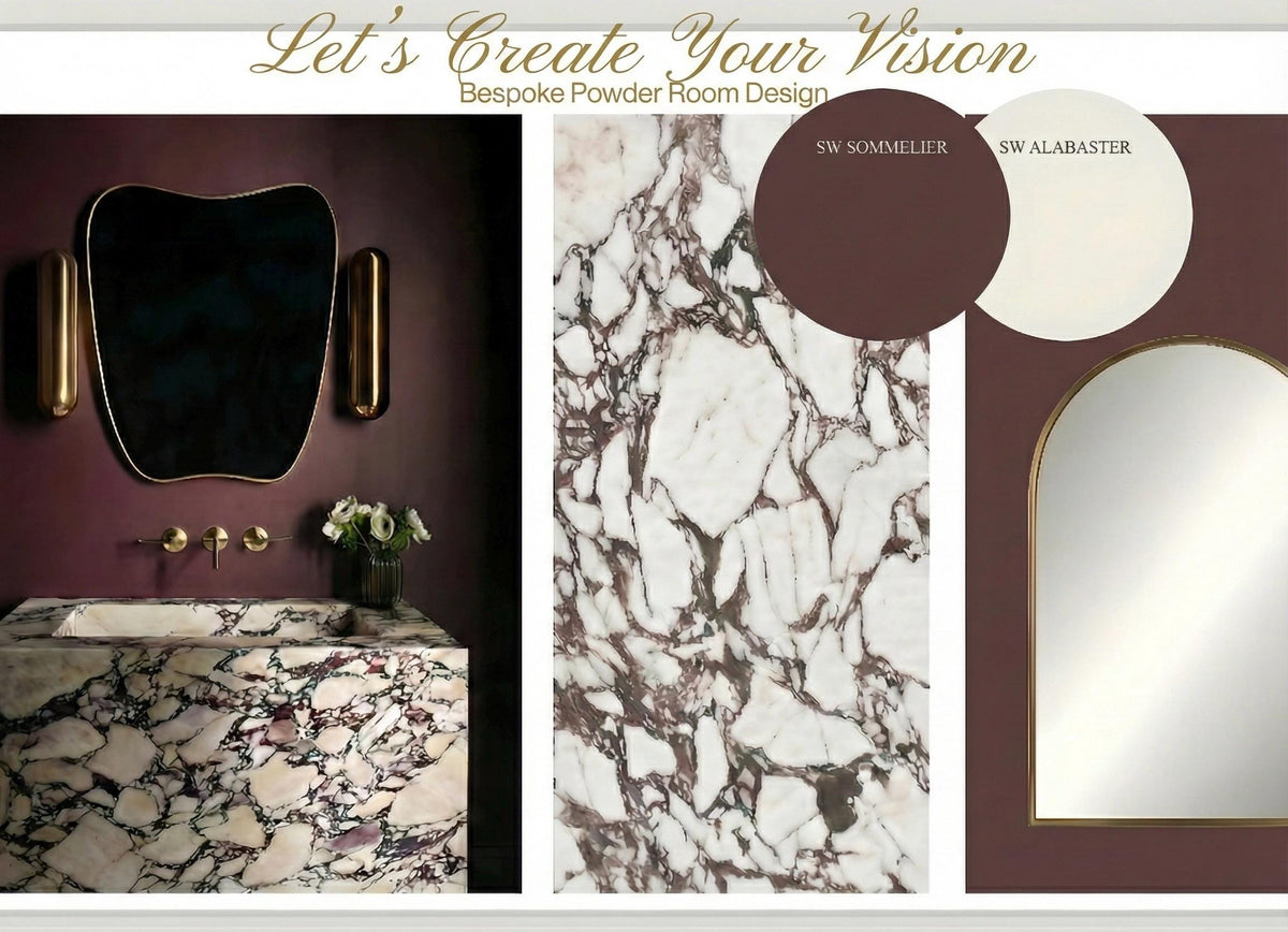 Custom Calacatta Viola floating marble vanity sink – view 2