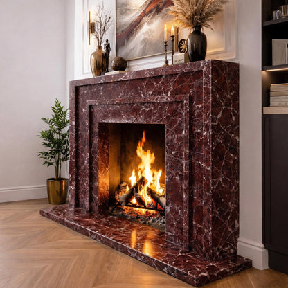 Rosso Levanto red marble fireplace surround