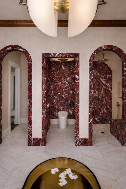 Rosso Levanto Arched Door Surround Accent  Marble Shower Door Trim for Bathroom Wall Cladding