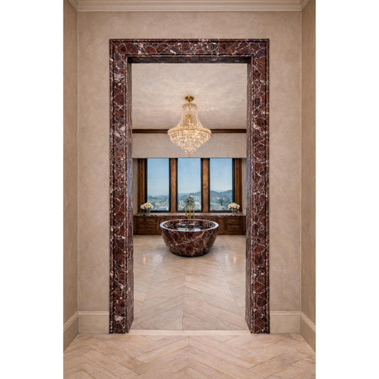 Red Marble Door Frame Surround Custom Bathroom Doorway Casing