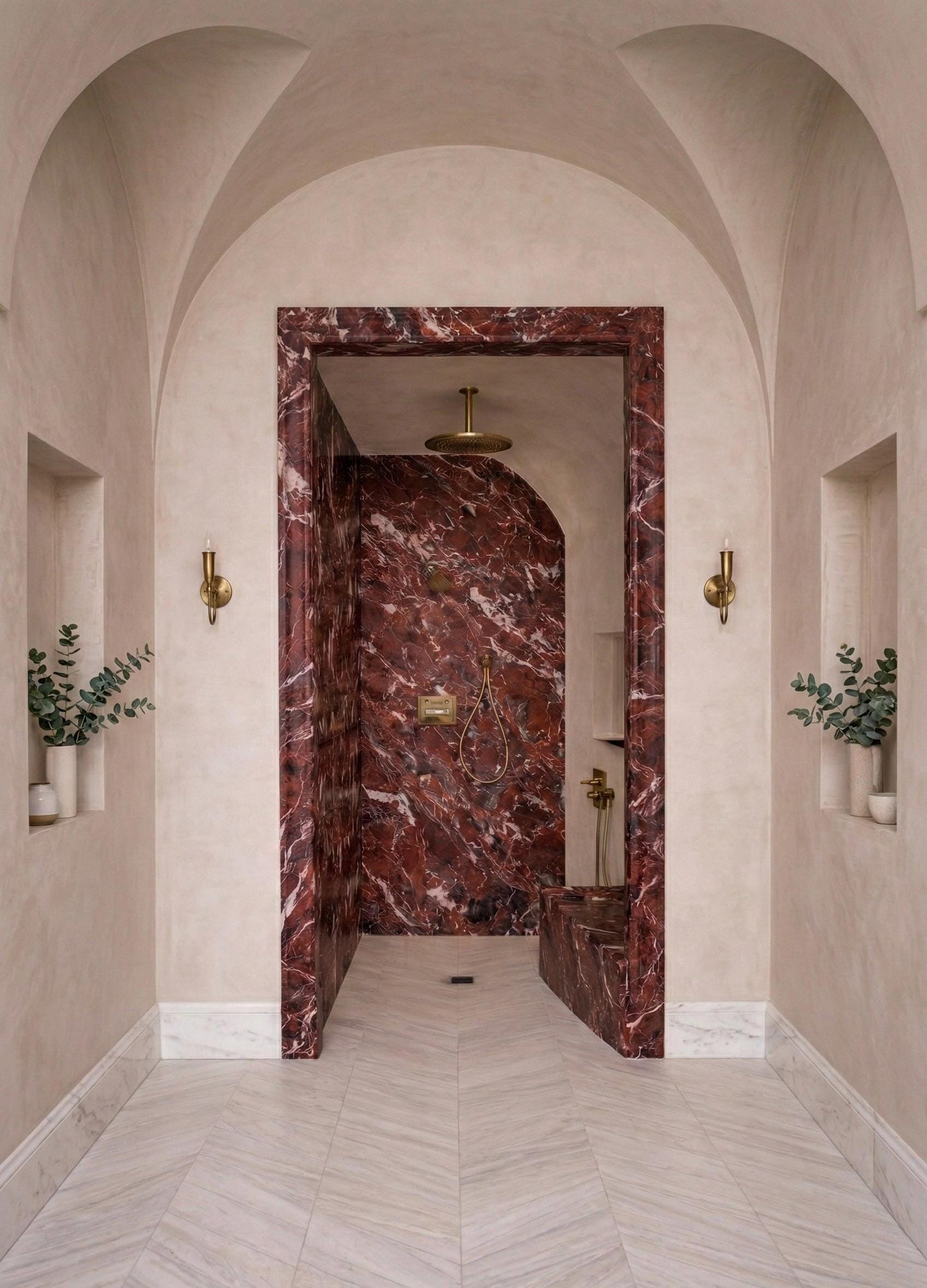 Red Marble Door Frame Surround Custom Bathroom Doorway Casing