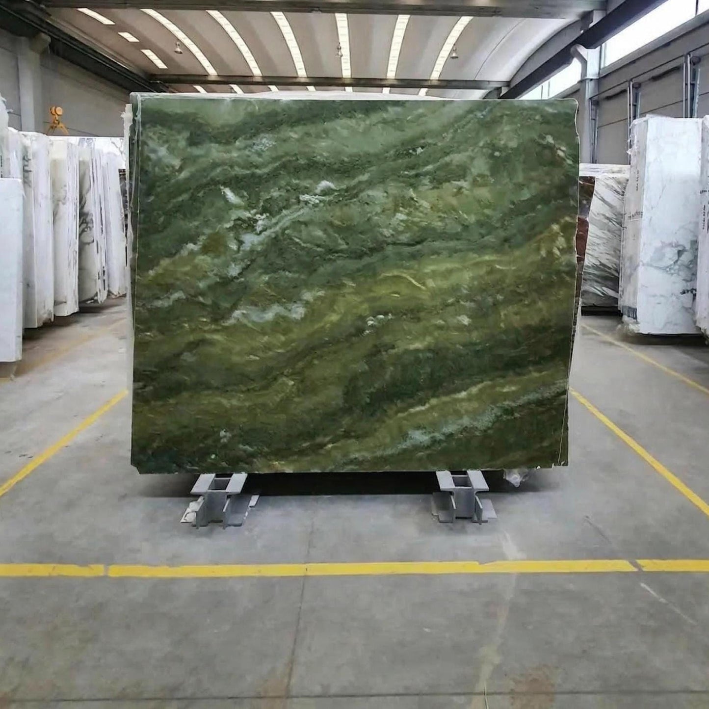 Green Marble Double Sink Vanity, Custom Oak Millwork, Luxury Japandi Bathroom Pedestal