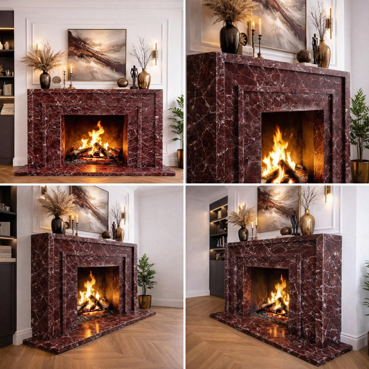 Rosso Levanto red marble fireplace surround – view 4