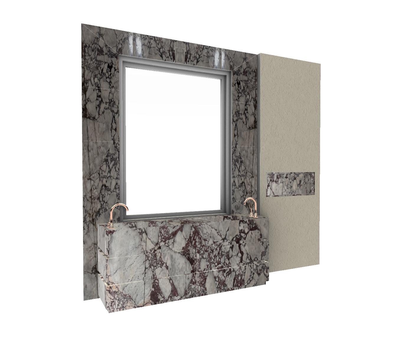 Custom Calacatta Viola Marble Vanity, Precision Bookmatched Wall Cladding