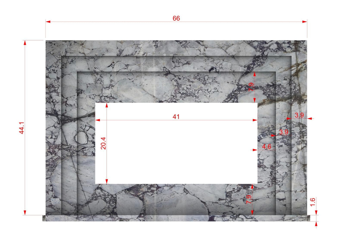 Calacatta Viola marble French-style fireplace mantel – view 3