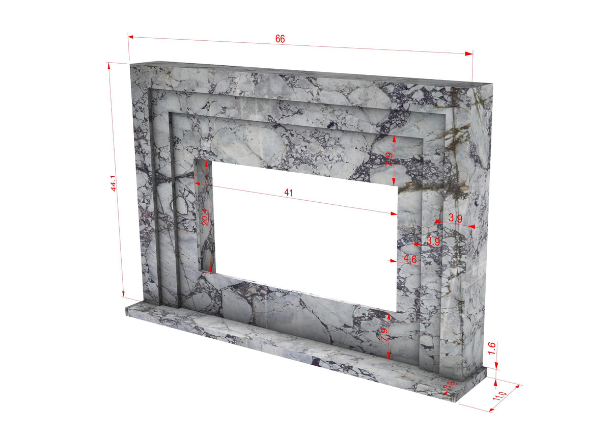 Calacatta Viola marble French-style fireplace mantel – view 4