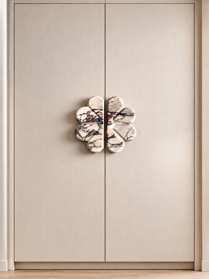 Calacatta Viola Marble Pull Handles - Stone Flower Knob - Kitchen Cabinet & Dresser Pull