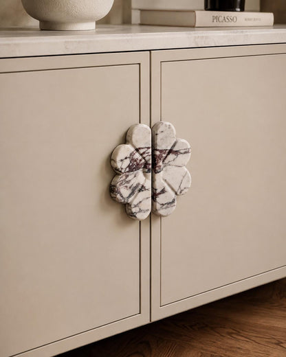 Calacatta Viola Marble Pull Handles - Stone Flower Knob - Kitchen Cabinet & Dresser Pull