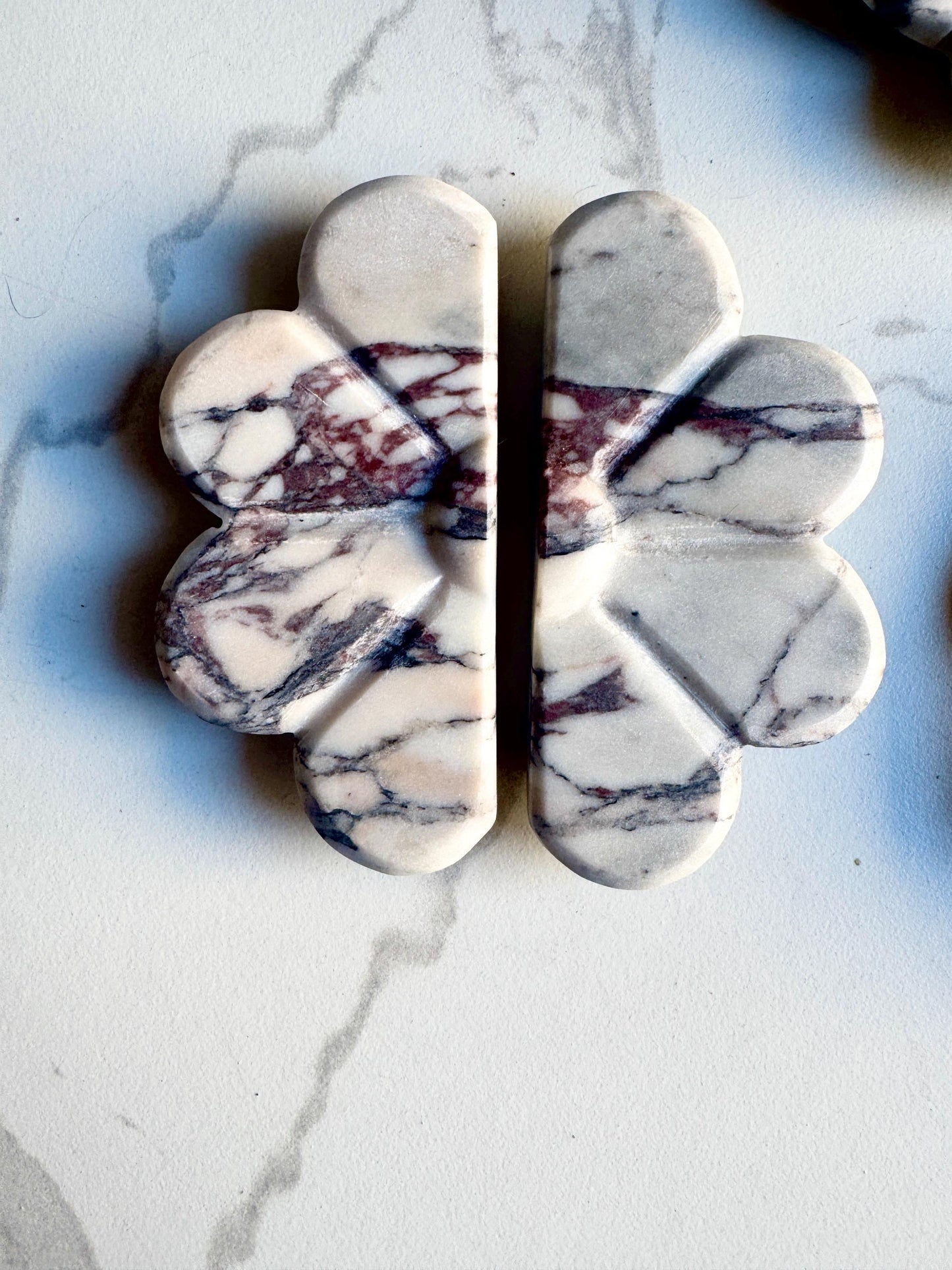 Calacatta Viola Marble Pull Handles - Stone Flower Knob - Kitchen Cabinet & Dresser Pull