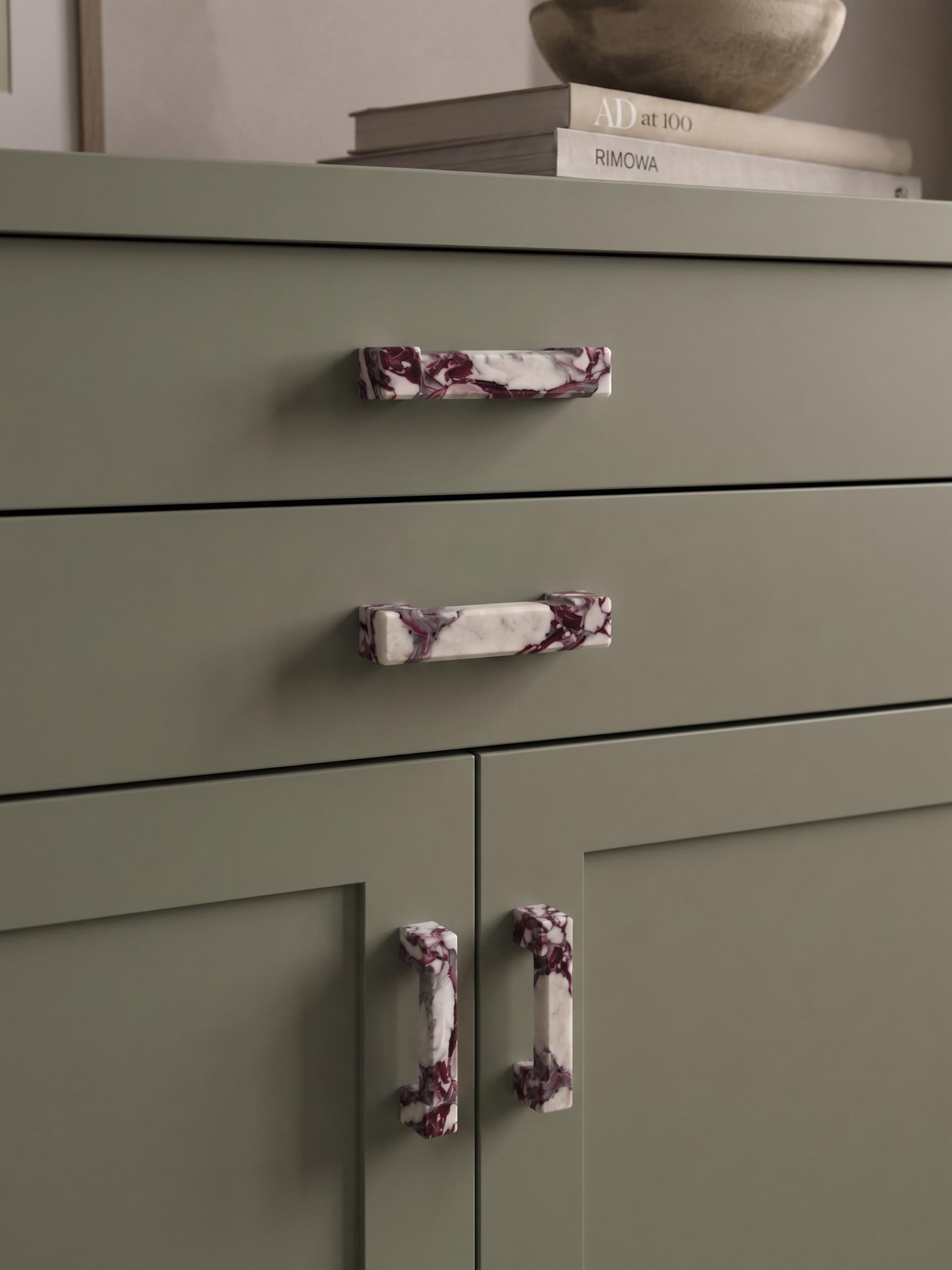 Calacatta Viola U Shape Cabinet Handles for Kitchen and Vanity - Marble Drawers Pulls