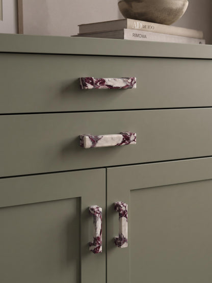Calacatta Viola U Shape Cabinet Handles for Kitchen and Vanity - Marble Drawers Pulls