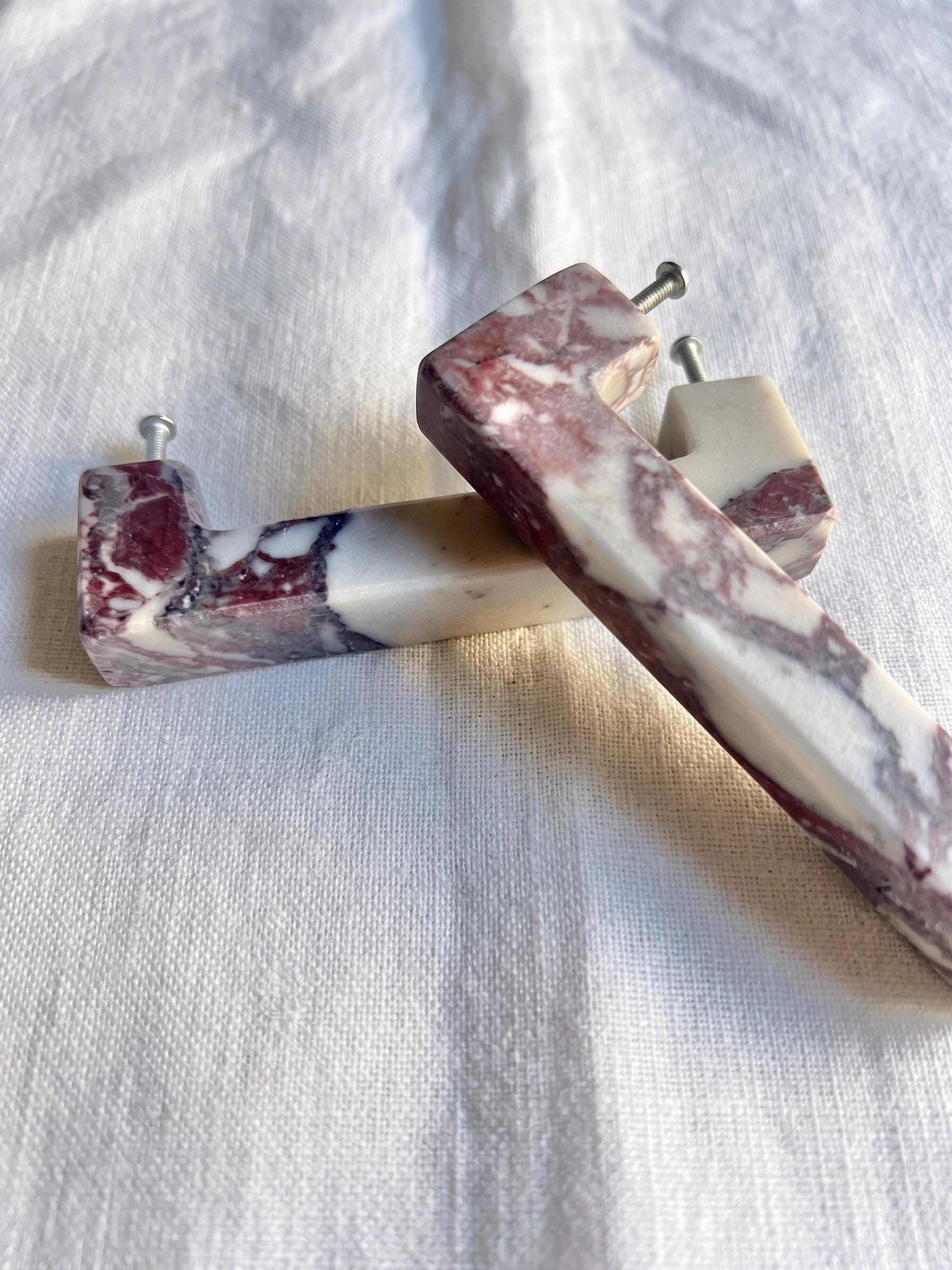Calacatta Viola U Shape Cabinet Handles for Kitchen and Vanity - Marble Drawers Pulls