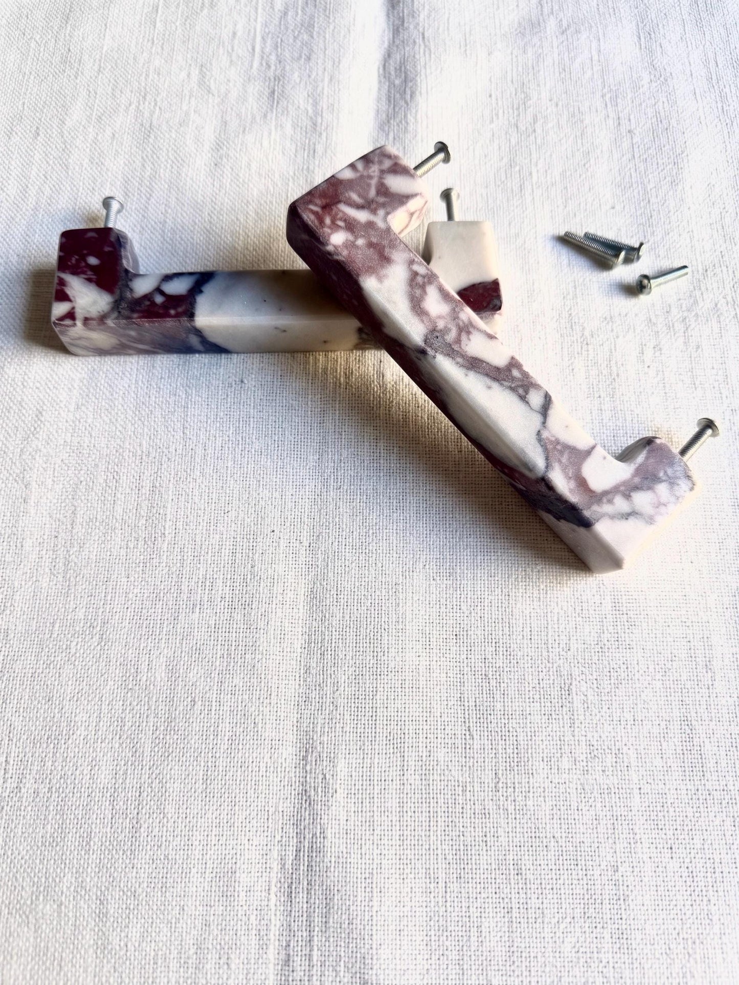 Calacatta Viola U Shape Cabinet Handles for Kitchen and Vanity - Marble Drawers Pulls