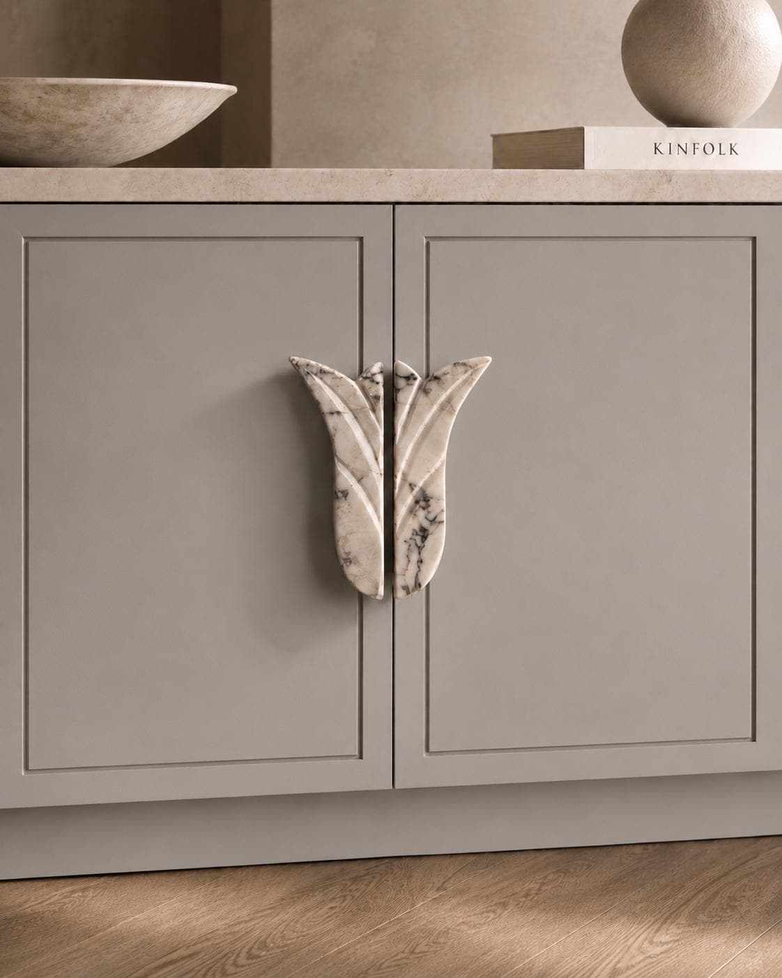 Marble Door Pulls, Flower Shape Cabinet Stone Handles