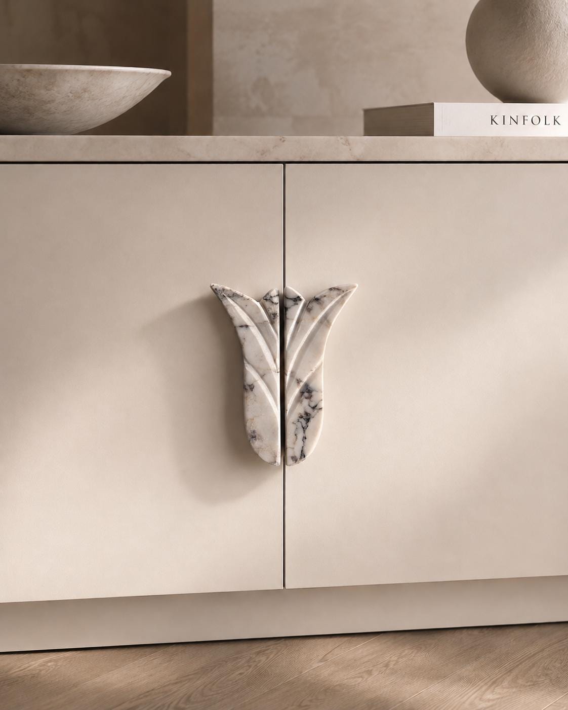 Marble Door Pulls, Flower Shape Cabinet Stone Handles