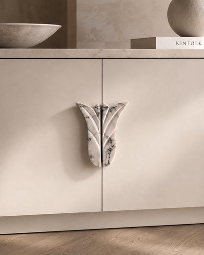 Marble Door Pulls, Flower Shape Cabinet Stone Handles
