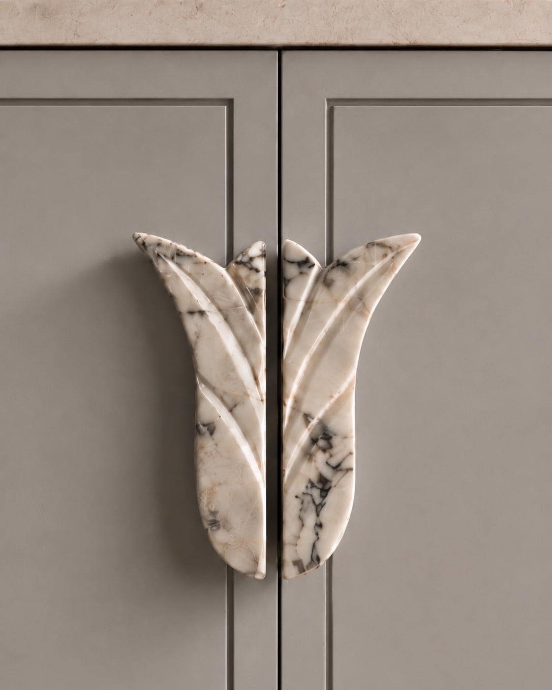 Marble Door Pulls, Flower Shape Cabinet Stone Handles
