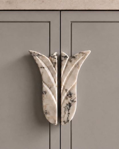 Marble Door Pulls, Flower Shape Cabinet Stone Handles