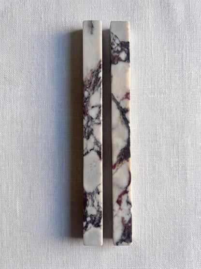 Long Marble Cabinet Bar Pulls, Calacatta Viola Appliance Handles