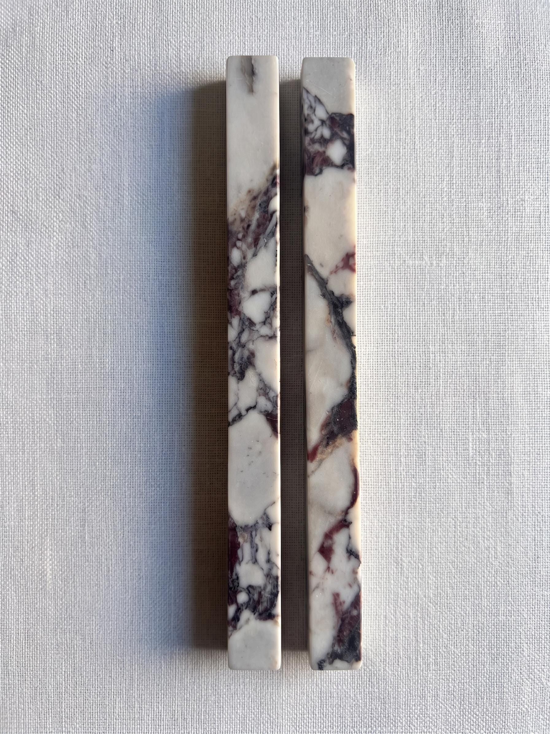 Long Marble Cabinet Bar Pulls, Calacatta Viola Appliance Handles