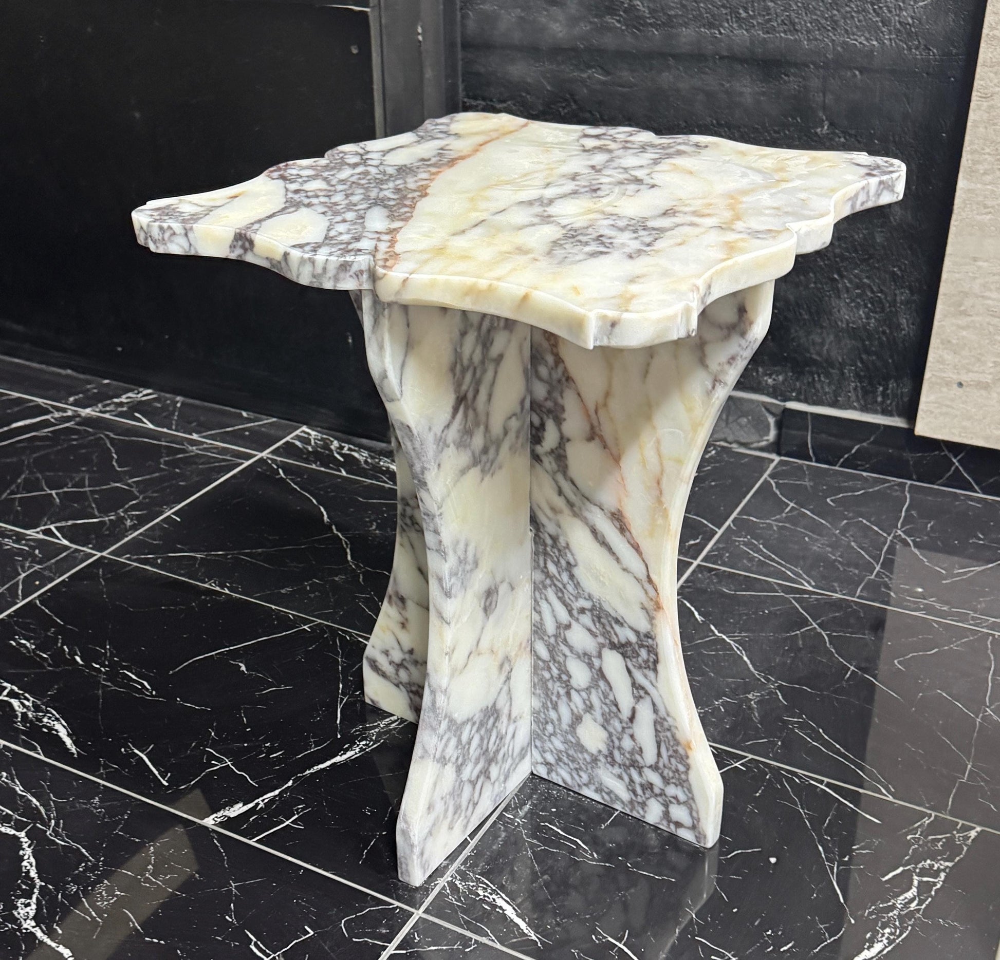 Couch End Table: Calacatta Viola Marble Side Table for Modern Living Room