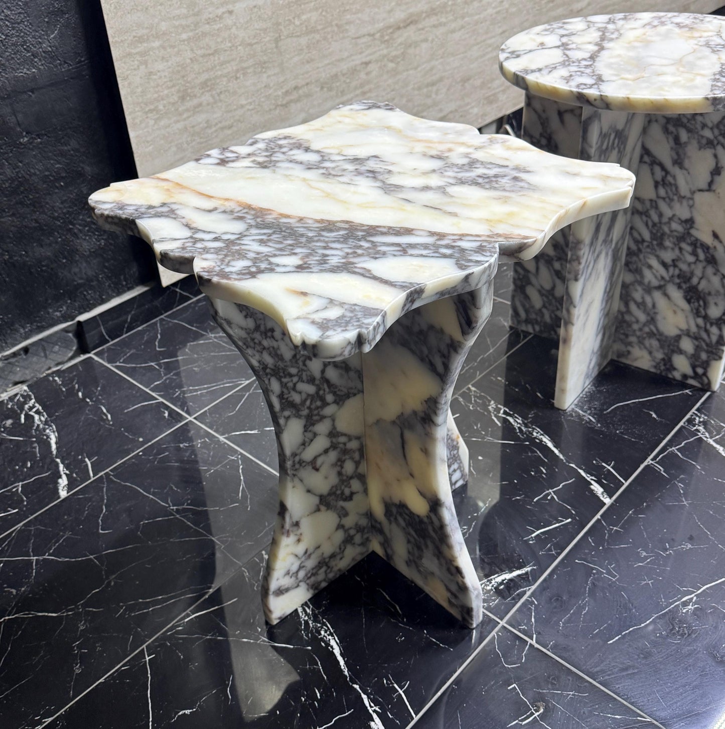 Couch End Table: Calacatta Viola Marble Side Table for Modern Living Room