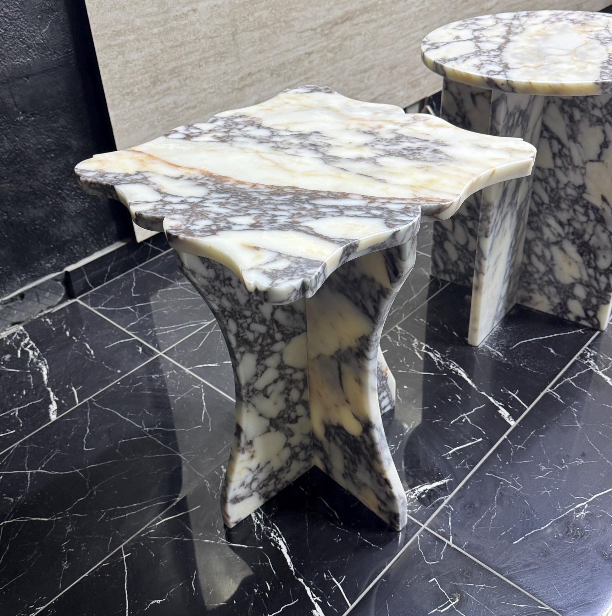 Couch End Table: Calacatta Viola Marble Side Table for Modern Living Room