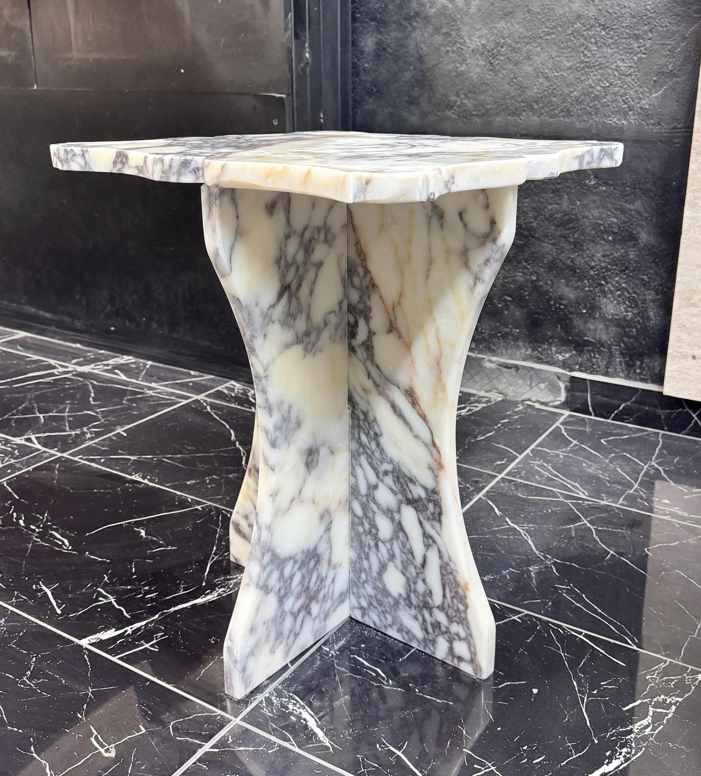 Couch End Table: Calacatta Viola Marble Side Table for Modern Living Room
