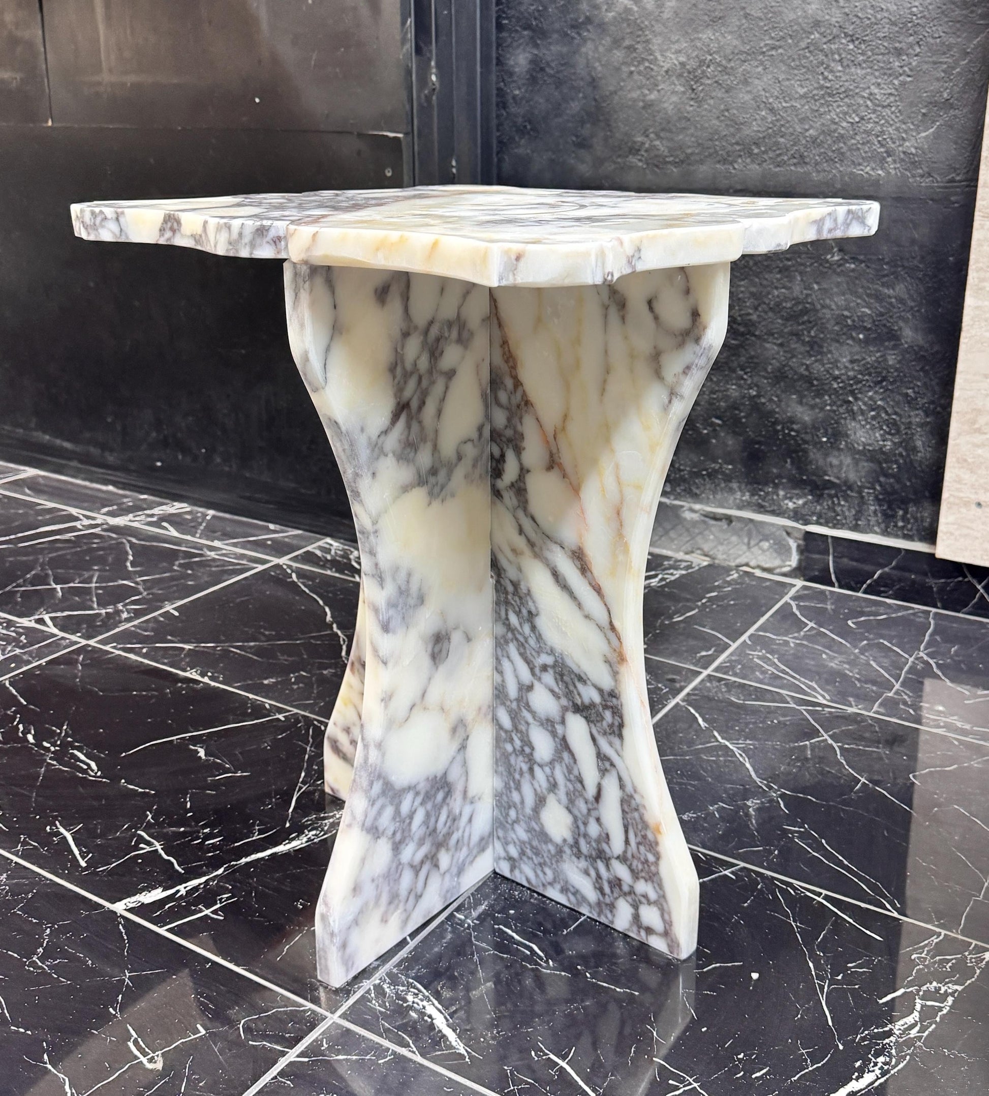 Couch End Table: Calacatta Viola Marble Side Table for Modern Living Room