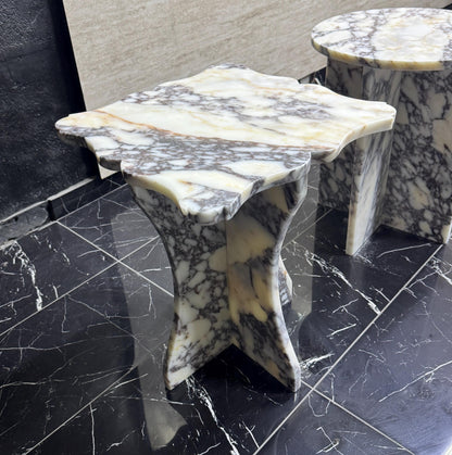 Couch End Table: Calacatta Viola Marble Side Table for Modern Living Room