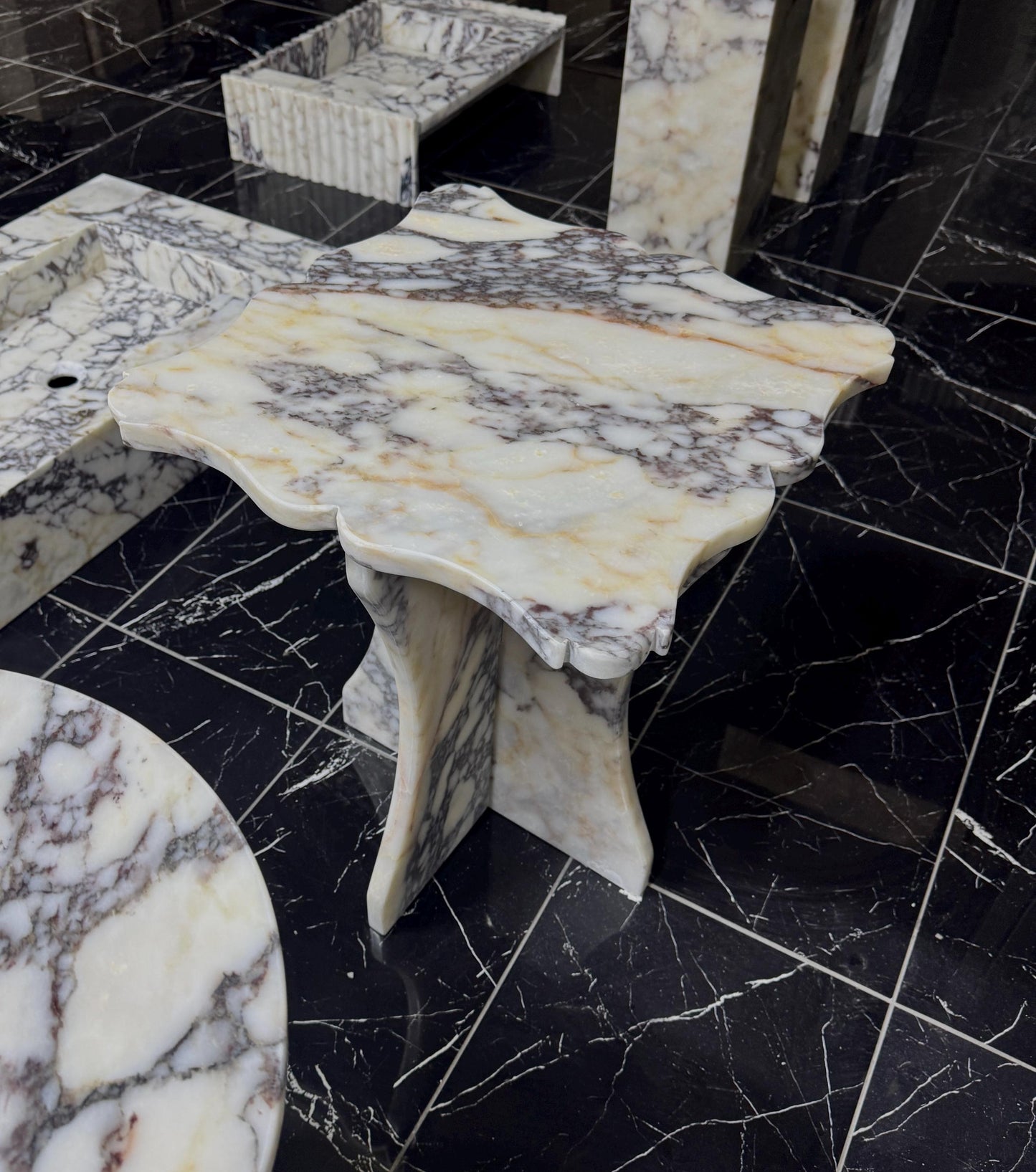 Couch End Table: Calacatta Viola Marble Side Table for Modern Living Room