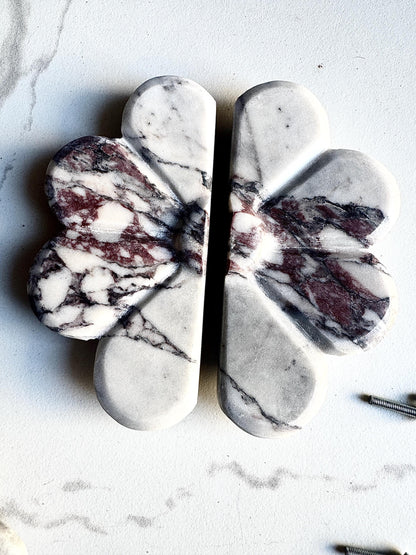 Calacatta Viola Marble Pull Handles - Stone Flower Knob - Kitchen Cabinet & Dresser Pull