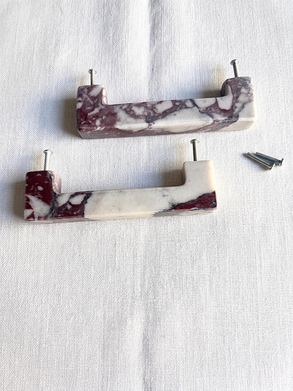 Calacatta Viola U Shape Cabinet Handles for Kitchen and Vanity - Marble Drawers Pulls