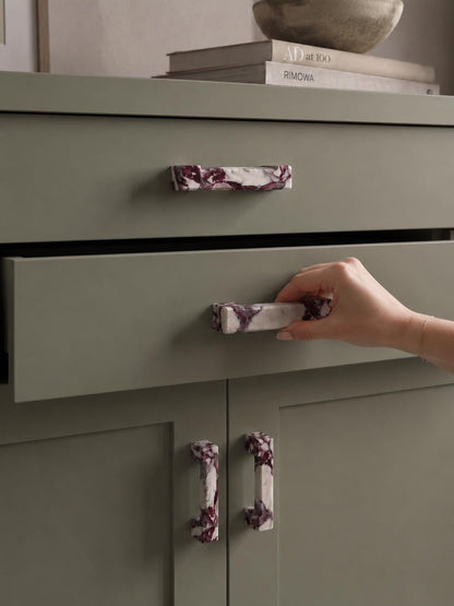 Calacatta Viola U Shape Cabinet Handles for Kitchen and Vanity - Marble Drawers Pulls