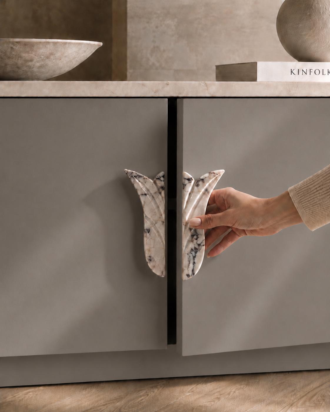 Marble Door Pulls, Flower Shape Cabinet Stone Handles