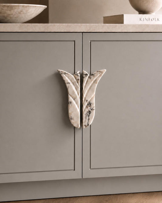 Marble Door Pulls, Flower Shape Cabinet Stone Handles