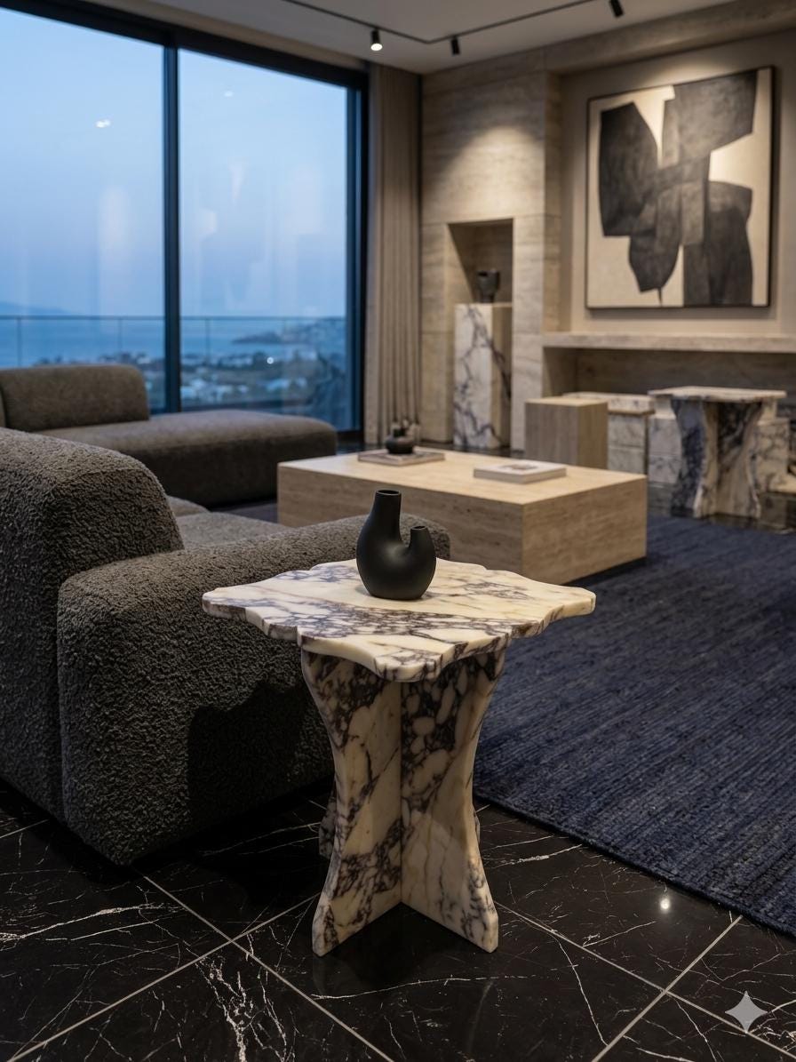 Couch End Table: Calacatta Viola Marble Side Table for Modern Living Room