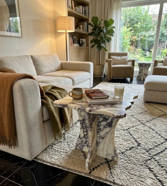 Couch End Table: Calacatta Viola Marble Side Table for Modern Living Room