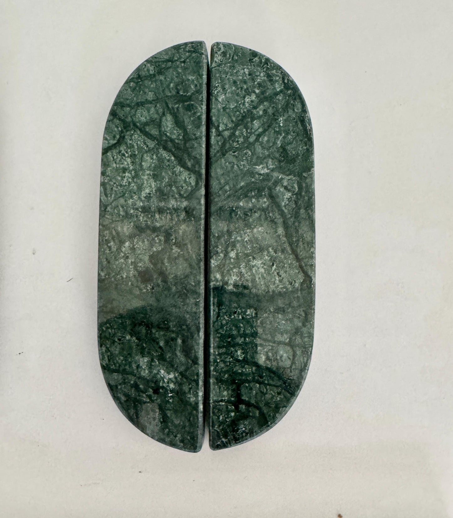 Modern Green Marble Cabinet Handles | Half Moon Stone Pulls
