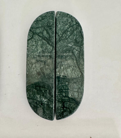 Modern Green Marble Cabinet Handles | Half Moon Stone Pulls