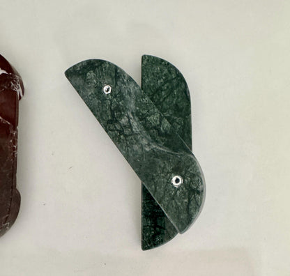 Modern Green Marble Cabinet Handles | Half Moon Stone Pulls