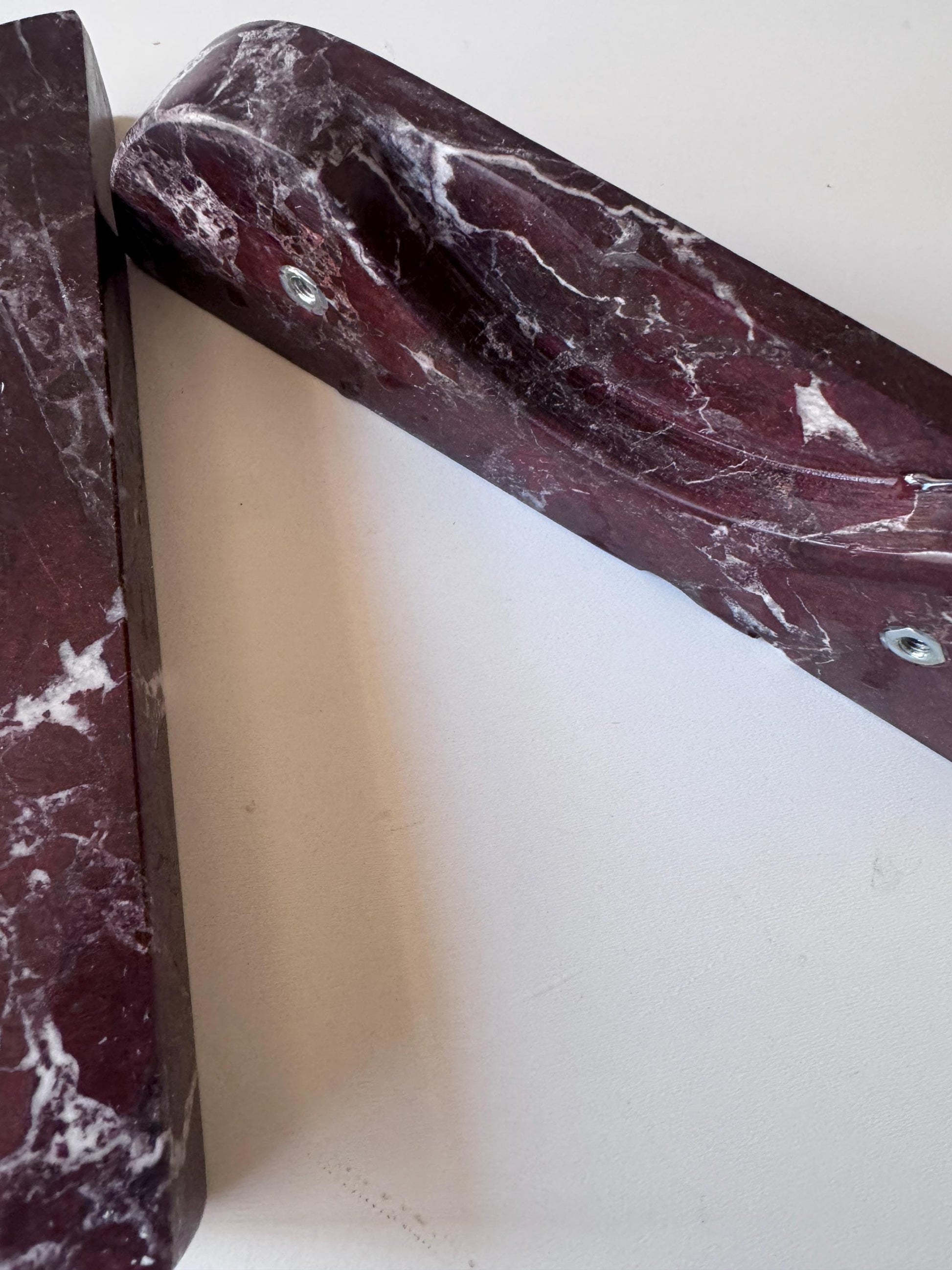 Burgundy Marble Half Moon Cabinet Pulls, Rosso Levanto Drawer Handles