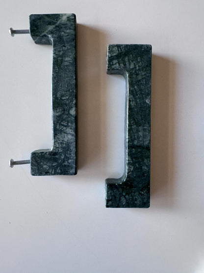Green Marble U Shape Drawer Handles for Kitchen and Vanity - Stone Cabinet Pulls