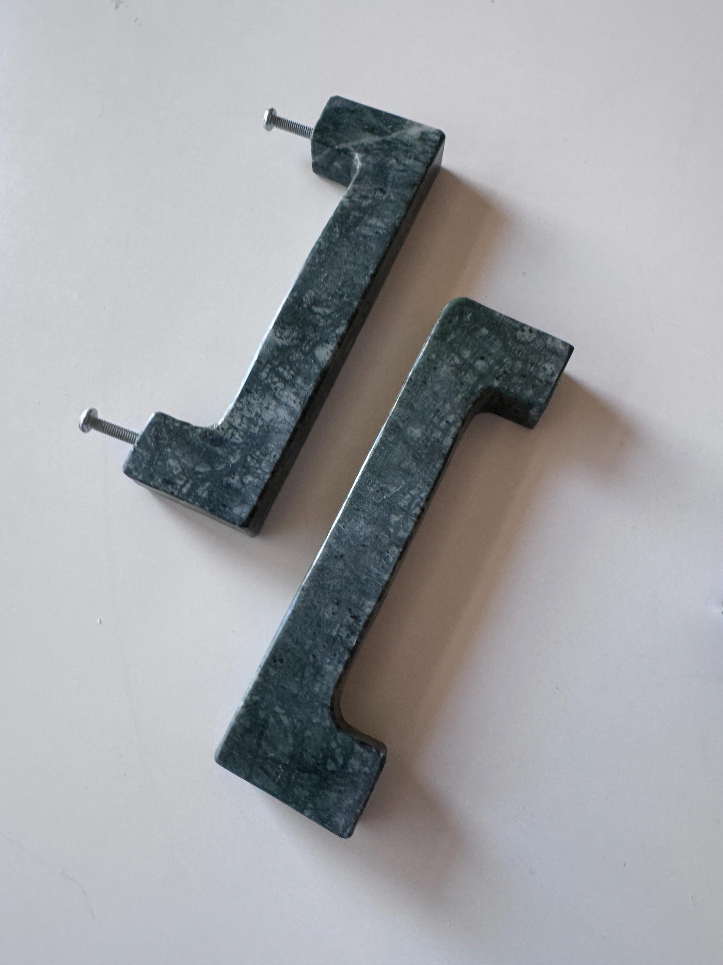 Green Marble U Shape Drawer Handles for Kitchen and Vanity - Stone Cabinet Pulls