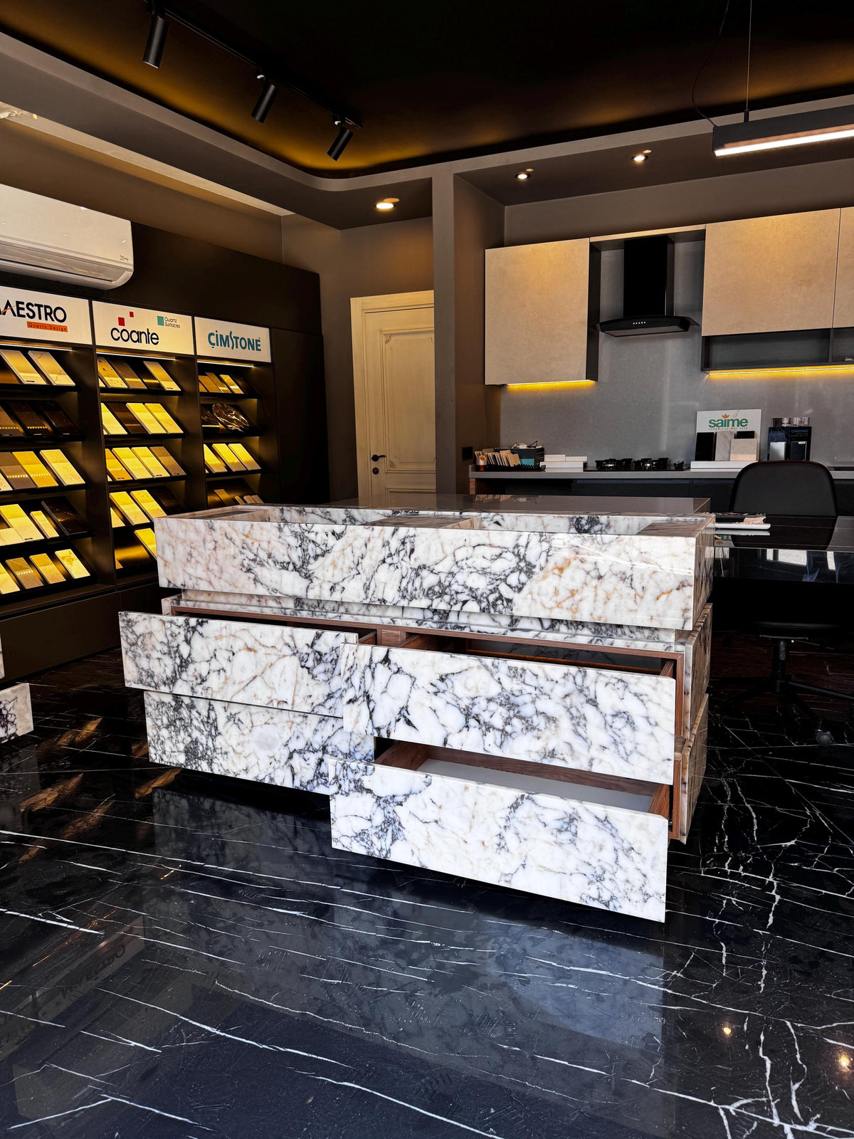 Long Marble Vanity with Double Sink | Calacatta Monet Bathroom Vanity