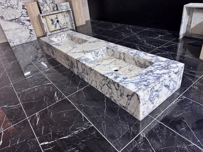 Calacatta Viola Marble Double Sink, Wall-Mounted Custom Vanity Top