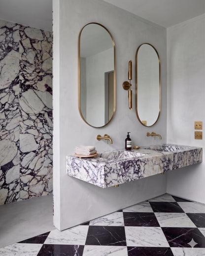 Calacatta Viola Marble Double Sink, Wall-Mounted Custom Vanity Top