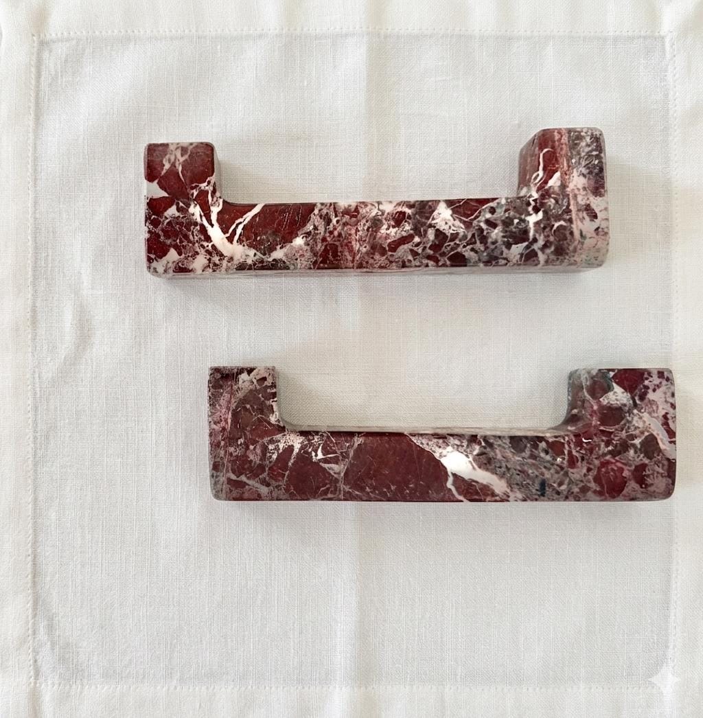 Rosso Levanto Marble U Shape Cabinet Handles, Burgundy Drawer Pulls
