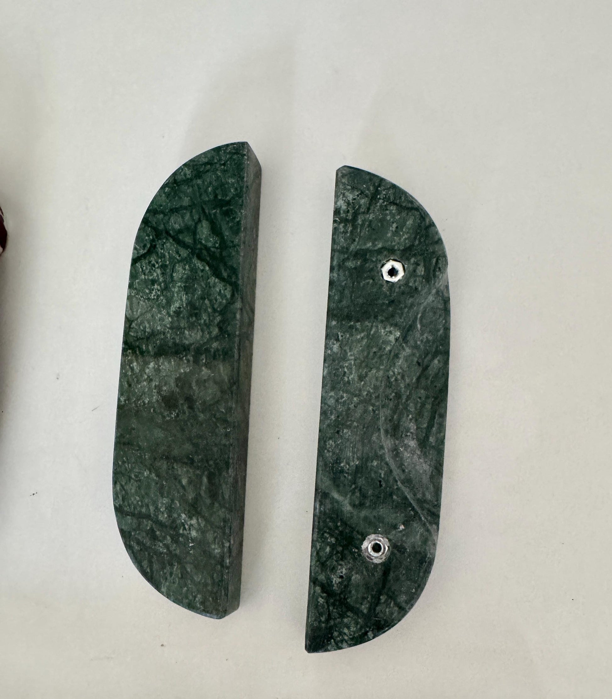 Modern Green Marble Cabinet Handles | Half Moon Stone Pulls